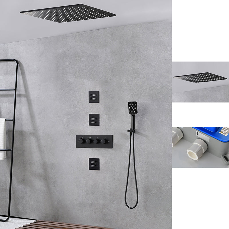 Modern Shower Trim Brass Slide Bar Included Adjustable Shower Head Shower Combo Black 1'8" x 1'8" 5 Clearhalo 'Bathroom Remodel & Bathroom Fixtures' 'Home Improvement' 'home_improvement' 'home_improvement_shower_faucets' 'Shower Faucets & Systems' 'shower_faucets' 'Showers & Bathtubs Plumbing' 'Showers & Bathtubs' 6643758