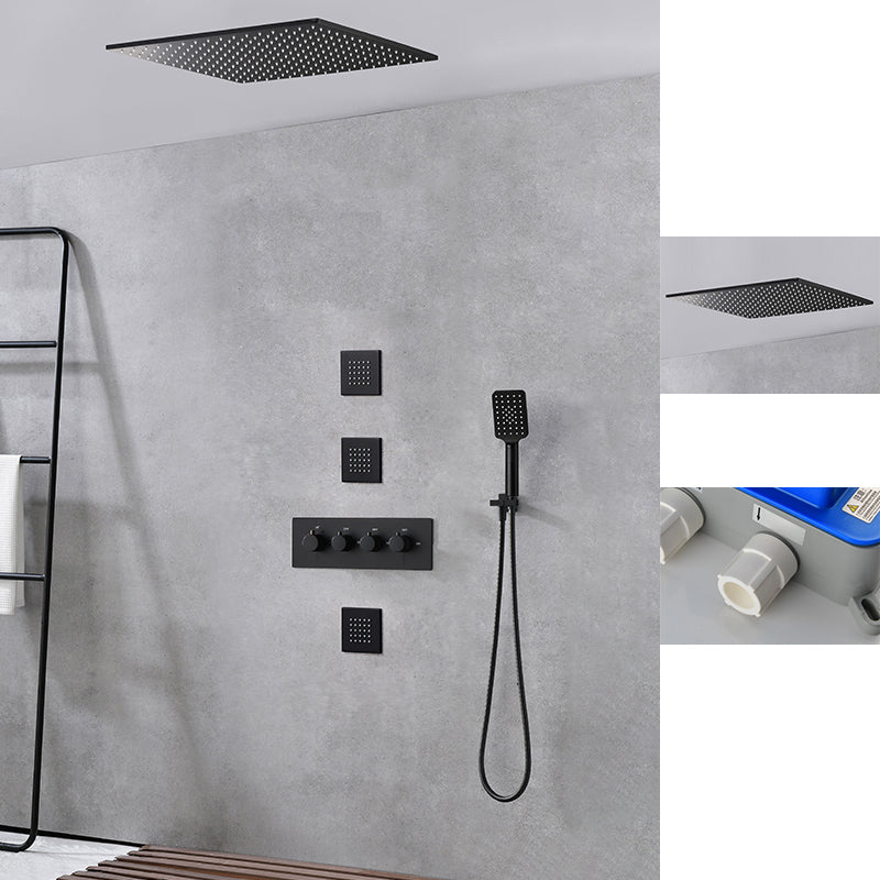 Modern Shower Trim Brass Slide Bar Included Adjustable Shower Head Shower Combo Black 1'4" x 1'4" 5 Clearhalo 'Bathroom Remodel & Bathroom Fixtures' 'Home Improvement' 'home_improvement' 'home_improvement_shower_faucets' 'Shower Faucets & Systems' 'shower_faucets' 'Showers & Bathtubs Plumbing' 'Showers & Bathtubs' 6643760