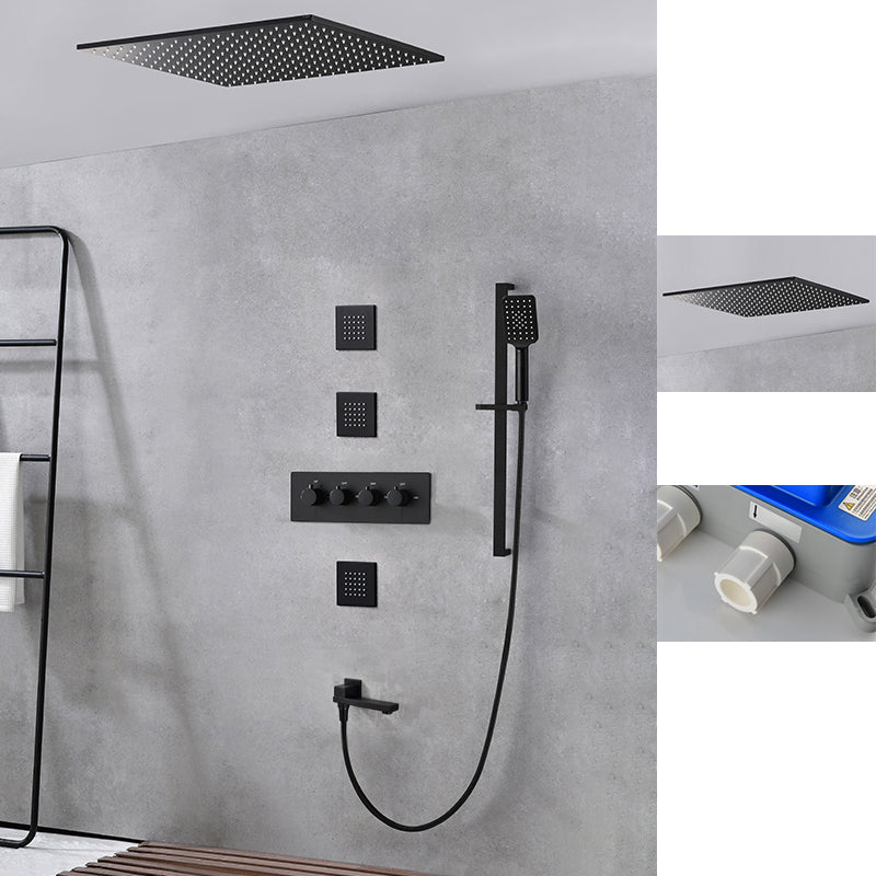 Modern Shower Trim Brass Slide Bar Included Adjustable Shower Head Shower Combo Black 1'8" x 1'8" 6 Clearhalo 'Bathroom Remodel & Bathroom Fixtures' 'Home Improvement' 'home_improvement' 'home_improvement_shower_faucets' 'Shower Faucets & Systems' 'shower_faucets' 'Showers & Bathtubs Plumbing' 'Showers & Bathtubs' 6643763