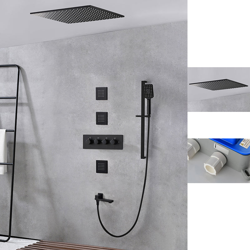 Modern Shower Trim Brass Slide Bar Included Adjustable Shower Head Shower Combo Black 1'4" x 1'4" 6 Clearhalo 'Bathroom Remodel & Bathroom Fixtures' 'Home Improvement' 'home_improvement' 'home_improvement_shower_faucets' 'Shower Faucets & Systems' 'shower_faucets' 'Showers & Bathtubs Plumbing' 'Showers & Bathtubs' 6643765