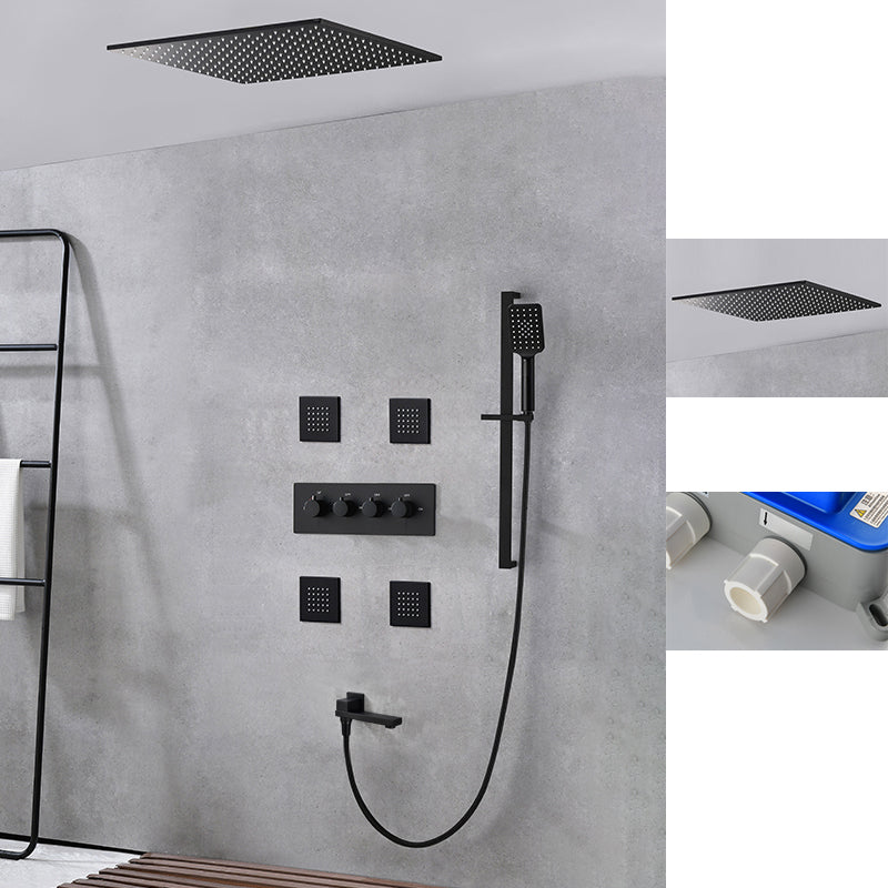 Modern Shower Trim Brass Slide Bar Included Adjustable Shower Head Shower Combo Black 1'4" x 1'4" 7 Clearhalo 'Bathroom Remodel & Bathroom Fixtures' 'Home Improvement' 'home_improvement' 'home_improvement_shower_faucets' 'Shower Faucets & Systems' 'shower_faucets' 'Showers & Bathtubs Plumbing' 'Showers & Bathtubs' 6643769