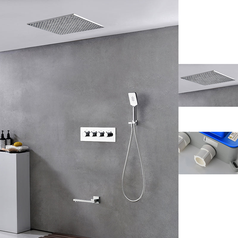 Modern Shower Trim Brass Slide Bar Included Adjustable Shower Head Shower Combo Silver 1'4" x 1'4" 3 Clearhalo 'Bathroom Remodel & Bathroom Fixtures' 'Home Improvement' 'home_improvement' 'home_improvement_shower_faucets' 'Shower Faucets & Systems' 'shower_faucets' 'Showers & Bathtubs Plumbing' 'Showers & Bathtubs' 6643774