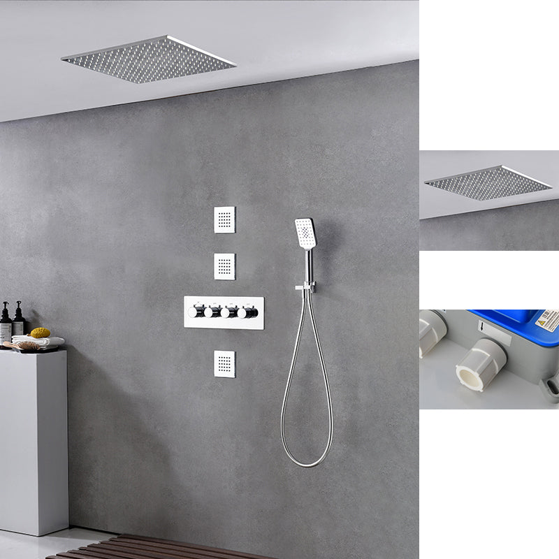 Modern Shower Trim Brass Slide Bar Included Adjustable Shower Head Shower Combo Silver 1'4" x 1'4" 5 Clearhalo 'Bathroom Remodel & Bathroom Fixtures' 'Home Improvement' 'home_improvement' 'home_improvement_shower_faucets' 'Shower Faucets & Systems' 'shower_faucets' 'Showers & Bathtubs Plumbing' 'Showers & Bathtubs' 6643778