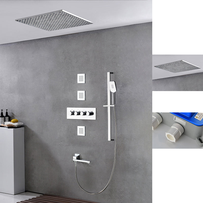 Modern Shower Trim Brass Slide Bar Included Adjustable Shower Head Shower Combo Silver 1'8" x 1'8" 6 Clearhalo 'Bathroom Remodel & Bathroom Fixtures' 'Home Improvement' 'home_improvement' 'home_improvement_shower_faucets' 'Shower Faucets & Systems' 'shower_faucets' 'Showers & Bathtubs Plumbing' 'Showers & Bathtubs' 6643780