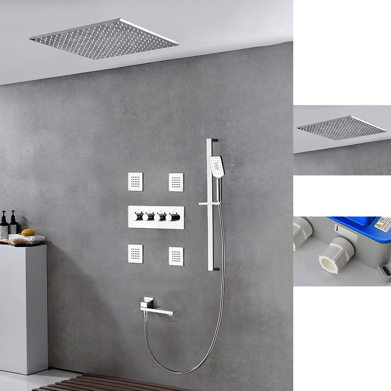 Modern Shower Trim Brass Slide Bar Included Adjustable Shower Head Shower Combo Silver 1'8" x 1'8" 7 Clearhalo 'Bathroom Remodel & Bathroom Fixtures' 'Home Improvement' 'home_improvement' 'home_improvement_shower_faucets' 'Shower Faucets & Systems' 'shower_faucets' 'Showers & Bathtubs Plumbing' 'Showers & Bathtubs' 6643782