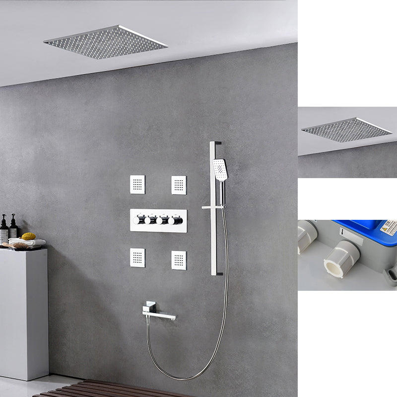 Modern Shower Trim Brass Slide Bar Included Adjustable Shower Head Shower Combo Silver 1'4" x 1'4" 7 Clearhalo 'Bathroom Remodel & Bathroom Fixtures' 'Home Improvement' 'home_improvement' 'home_improvement_shower_faucets' 'Shower Faucets & Systems' 'shower_faucets' 'Showers & Bathtubs Plumbing' 'Showers & Bathtubs' 6643783