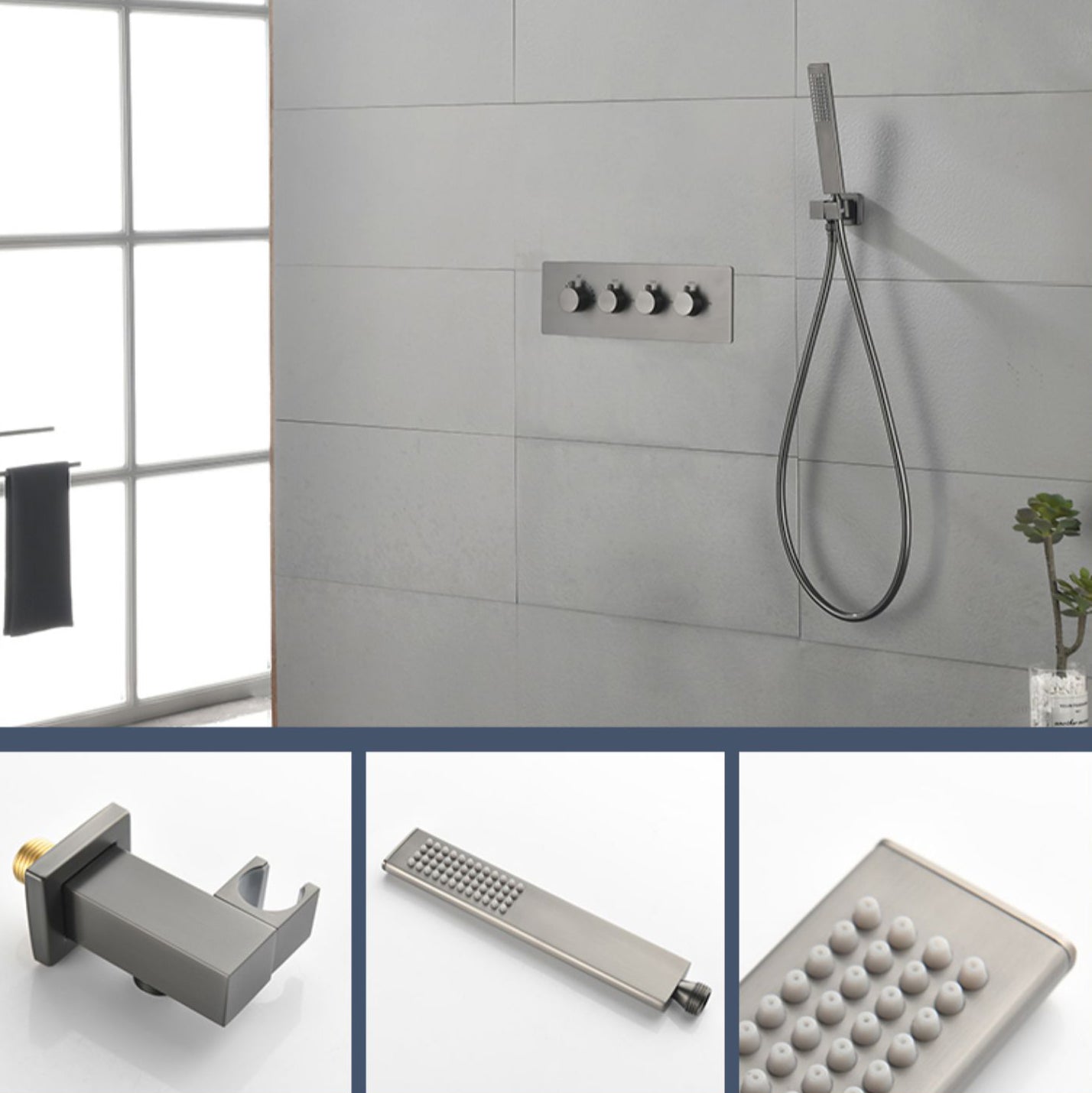 Modern Shower Set Brass Body Jets Adjustable Shower Head Wall Mounted Shower System Clearhalo 'Bathroom Remodel & Bathroom Fixtures' 'Home Improvement' 'home_improvement' 'home_improvement_shower_faucets' 'Shower Faucets & Systems' 'shower_faucets' 'Showers & Bathtubs Plumbing' 'Showers & Bathtubs' 6643808