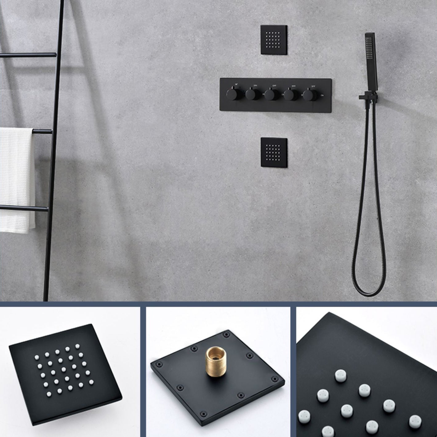 Modern Shower Set Brass Body Jets Adjustable Shower Head Wall Mounted Shower System Clearhalo 'Bathroom Remodel & Bathroom Fixtures' 'Home Improvement' 'home_improvement' 'home_improvement_shower_faucets' 'Shower Faucets & Systems' 'shower_faucets' 'Showers & Bathtubs Plumbing' 'Showers & Bathtubs' 6643814