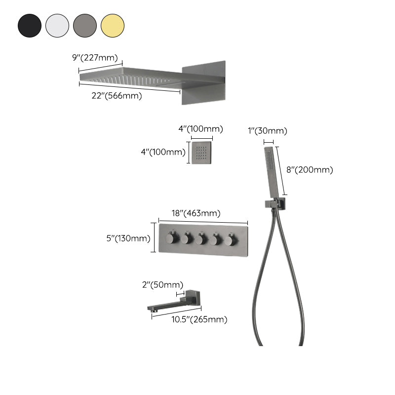 Modern Shower Set Brass Body Jets Adjustable Shower Head Wall Mounted Shower System Clearhalo 'Bathroom Remodel & Bathroom Fixtures' 'Home Improvement' 'home_improvement' 'home_improvement_shower_faucets' 'Shower Faucets & Systems' 'shower_faucets' 'Showers & Bathtubs Plumbing' 'Showers & Bathtubs' 6643820