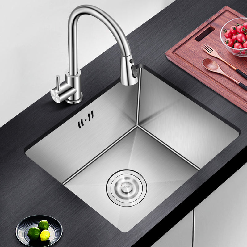 Modern Style Kitchen Sink Undermount Noise-cancelling Design Kitchen Sink 15"L x 12"W x 8"H Sink with Faucet Pull Out Faucet Clearhalo 'Home Improvement' 'home_improvement' 'home_improvement_kitchen_sinks' 'Kitchen Remodel & Kitchen Fixtures' 'Kitchen Sinks & Faucet Components' 'Kitchen Sinks' 'kitchen_sinks' 6643821
