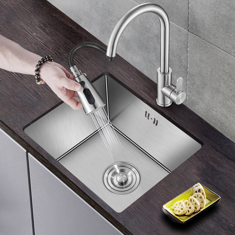 Modern Style Kitchen Sink Undermount Noise-cancelling Design Kitchen Sink Sink with Faucet Pull Out Faucet Clearhalo 'Home Improvement' 'home_improvement' 'home_improvement_kitchen_sinks' 'Kitchen Remodel & Kitchen Fixtures' 'Kitchen Sinks & Faucet Components' 'Kitchen Sinks' 'kitchen_sinks' 6643824