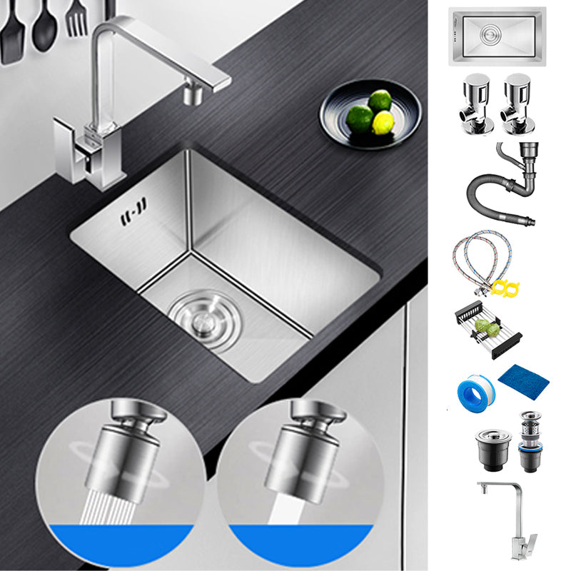 Modern Style Kitchen Sink Undermount Noise-cancelling Design Kitchen Sink Sink with Faucet Square Faucet Clearhalo 'Home Improvement' 'home_improvement' 'home_improvement_kitchen_sinks' 'Kitchen Remodel & Kitchen Fixtures' 'Kitchen Sinks & Faucet Components' 'Kitchen Sinks' 'kitchen_sinks' 6643825