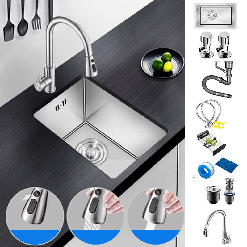 Modern Style Kitchen Sink Undermount Noise-cancelling Design Kitchen Sink 18"L x 18"W x 8"H Sink with Faucet Pull Out Faucet Clearhalo 'Home Improvement' 'home_improvement' 'home_improvement_kitchen_sinks' 'Kitchen Remodel & Kitchen Fixtures' 'Kitchen Sinks & Faucet Components' 'Kitchen Sinks' 'kitchen_sinks' 6643827