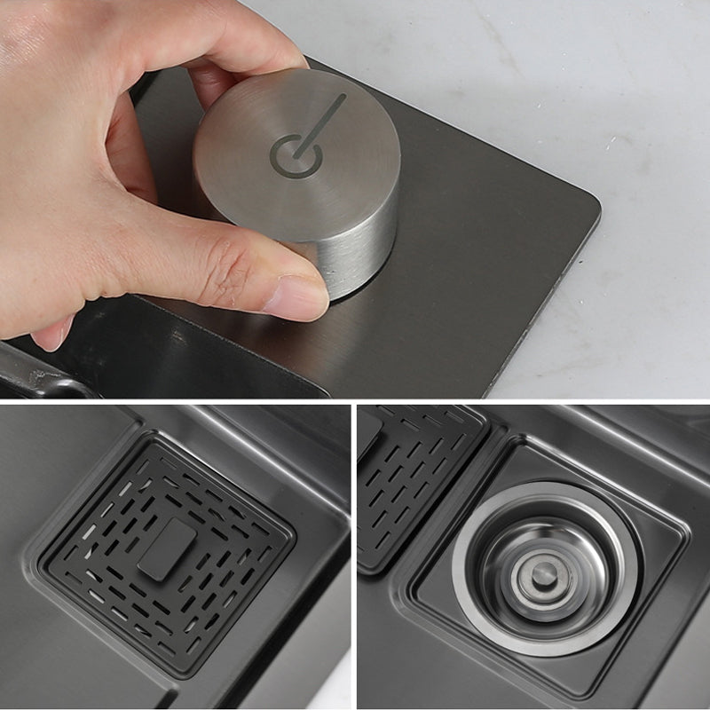 Contemporary Kitchen Sink Stainless Steel Single Bowl Kitchen Sink with Basket Strainer Clearhalo 'Home Improvement' 'home_improvement' 'home_improvement_kitchen_sinks' 'Kitchen Remodel & Kitchen Fixtures' 'Kitchen Sinks & Faucet Components' 'Kitchen Sinks' 'kitchen_sinks' 6643884