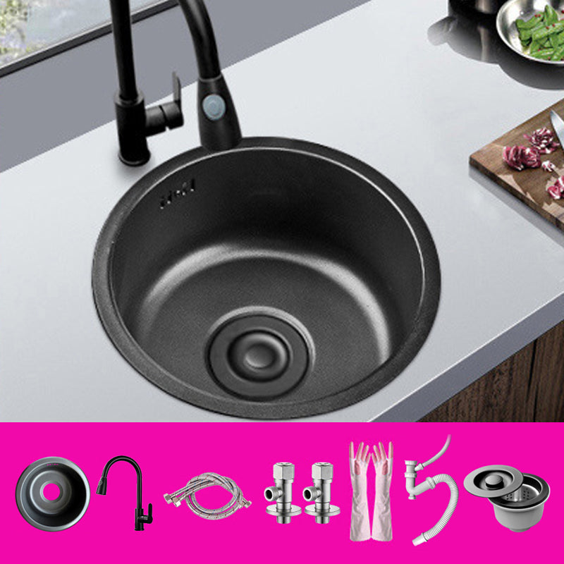 Stainless Steel Kitchen Sinks Modern Style Kitchen Sink with Single Bowl 17"L x 17"W x 8"H Sink with Faucet Pull Out Faucet Clearhalo 'Home Improvement' 'home_improvement' 'home_improvement_kitchen_sinks' 'Kitchen Remodel & Kitchen Fixtures' 'Kitchen Sinks & Faucet Components' 'Kitchen Sinks' 'kitchen_sinks' 6643909