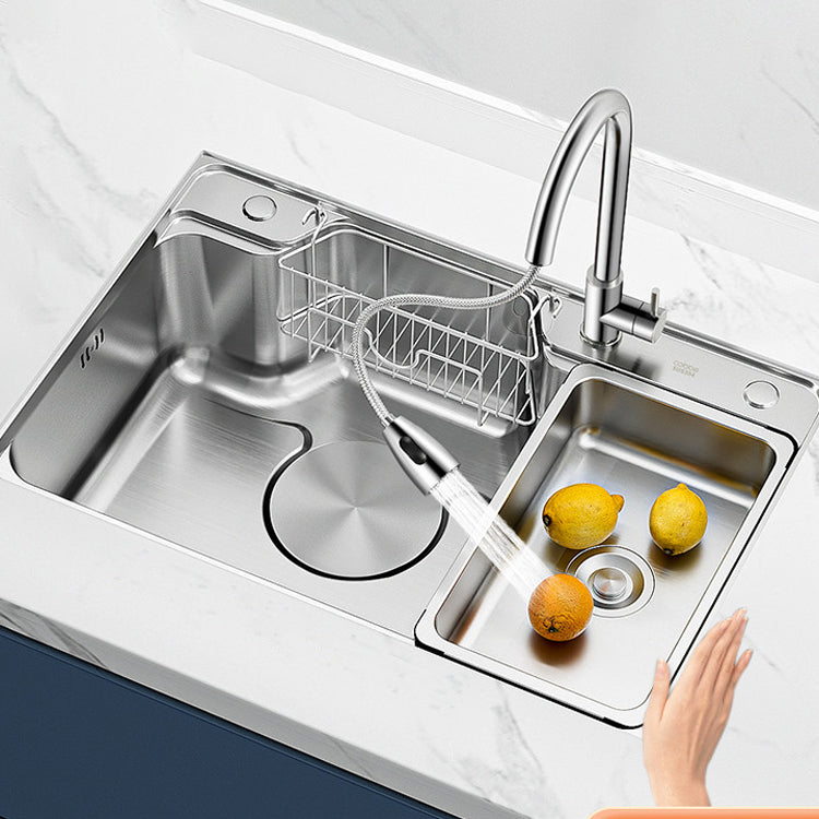 Contemporary Style Kitchen Sink Stainless Steel Drop-In Rustproof Kitchen Sink Clearhalo 'Home Improvement' 'home_improvement' 'home_improvement_kitchen_sinks' 'Kitchen Remodel & Kitchen Fixtures' 'Kitchen Sinks & Faucet Components' 'Kitchen Sinks' 'kitchen_sinks' 6643923