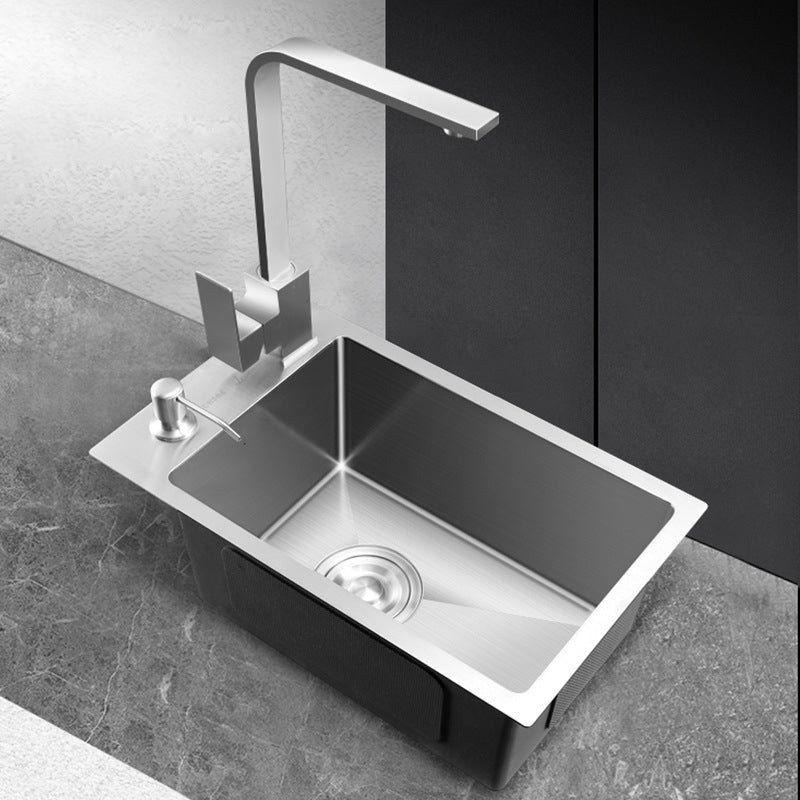 Single Bowl Kitchen Sink Stainless Steel Kitchen Sink with Rectangle Shape Clearhalo 'Home Improvement' 'home_improvement' 'home_improvement_kitchen_sinks' 'Kitchen Remodel & Kitchen Fixtures' 'Kitchen Sinks & Faucet Components' 'Kitchen Sinks' 'kitchen_sinks' 6643957