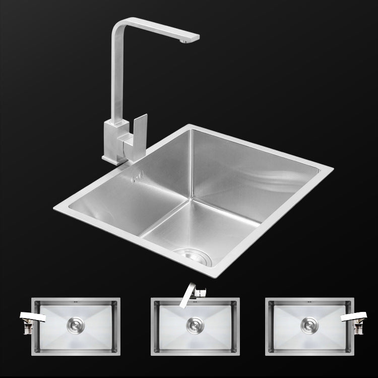 Single Bowl Kitchen Sink Stainless Steel Kitchen Sink with Rectangle Shape Clearhalo 'Home Improvement' 'home_improvement' 'home_improvement_kitchen_sinks' 'Kitchen Remodel & Kitchen Fixtures' 'Kitchen Sinks & Faucet Components' 'Kitchen Sinks' 'kitchen_sinks' 6643959