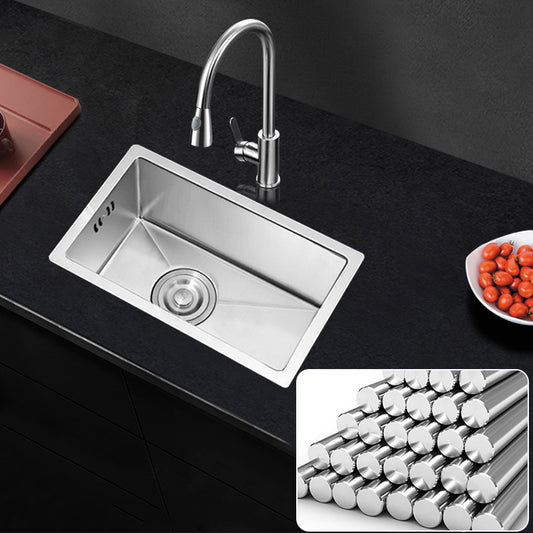 Single Bowl Kitchen Sink Stainless Steel Kitchen Sink with Rectangle Shape Clearhalo 'Home Improvement' 'home_improvement' 'home_improvement_kitchen_sinks' 'Kitchen Remodel & Kitchen Fixtures' 'Kitchen Sinks & Faucet Components' 'Kitchen Sinks' 'kitchen_sinks' 6643960