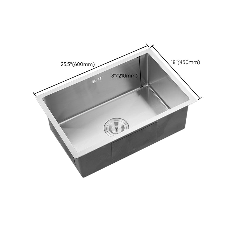Single Bowl Kitchen Sink Stainless Steel Kitchen Sink with Rectangle Shape Clearhalo 'Home Improvement' 'home_improvement' 'home_improvement_kitchen_sinks' 'Kitchen Remodel & Kitchen Fixtures' 'Kitchen Sinks & Faucet Components' 'Kitchen Sinks' 'kitchen_sinks' 6643967