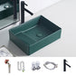 Rectangular Trough Bathroom Sink Modern Trough Bathroom Sink 19.7"L x 14.6"W x 5.3"H Blackish Green Sink with Faucet Clearhalo 'Bathroom Remodel & Bathroom Fixtures' 'Bathroom Sinks & Faucet Components' 'Bathroom Sinks' 'bathroom_sink' 'Home Improvement' 'home_improvement' 'home_improvement_bathroom_sink' 6643974
