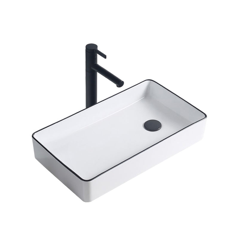 Modern Porcelain Trough Sink White Trough Sink With Basin, and Faucet Clearhalo 'Bathroom Remodel & Bathroom Fixtures' 'Bathroom Sinks & Faucet Components' 'Bathroom Sinks' 'bathroom_sink' 'Home Improvement' 'home_improvement' 'home_improvement_bathroom_sink' 6644019