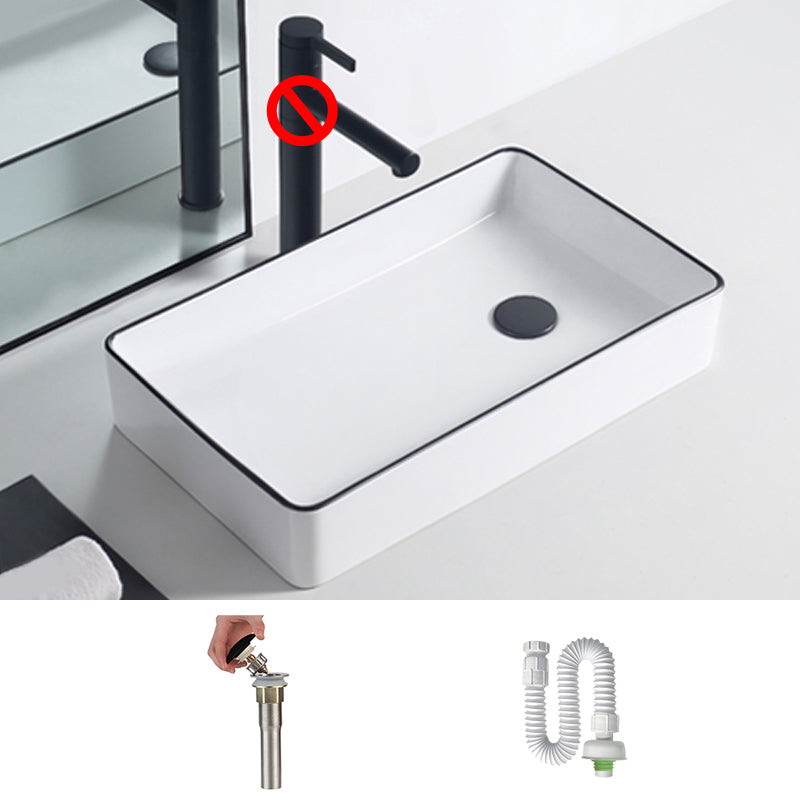 Modern Porcelain Trough Sink White Trough Sink With Basin, and Faucet 20"L x 13"W x 4"H Black Sink Clearhalo 'Bathroom Remodel & Bathroom Fixtures' 'Bathroom Sinks & Faucet Components' 'Bathroom Sinks' 'bathroom_sink' 'Home Improvement' 'home_improvement' 'home_improvement_bathroom_sink' 6644032