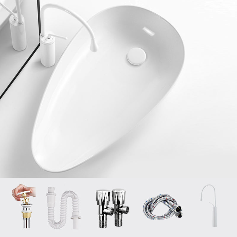 Modern Bathroom Sink Specialty Porcelain Shut-Off Valve Included Vessel Lavatory Sink 30"L x 17"W x 5"H Gooseneck Faucet Sink with Faucet Clearhalo 'Bathroom Remodel & Bathroom Fixtures' 'Bathroom Sinks & Faucet Components' 'Bathroom Sinks' 'bathroom_sink' 'Home Improvement' 'home_improvement' 'home_improvement_bathroom_sink' 6644075