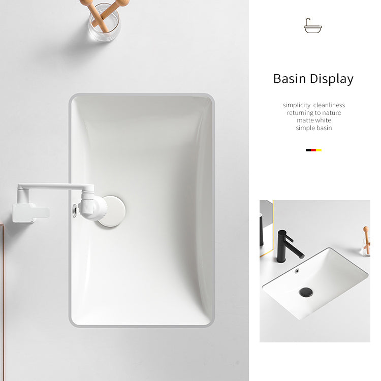 Modern White Undermount Bathroom Sink Porcelain Undermount Bathroom Sink Clearhalo 'Bathroom Remodel & Bathroom Fixtures' 'Bathroom Sinks & Faucet Components' 'Bathroom Sinks' 'bathroom_sink' 'Home Improvement' 'home_improvement' 'home_improvement_bathroom_sink' 6644199