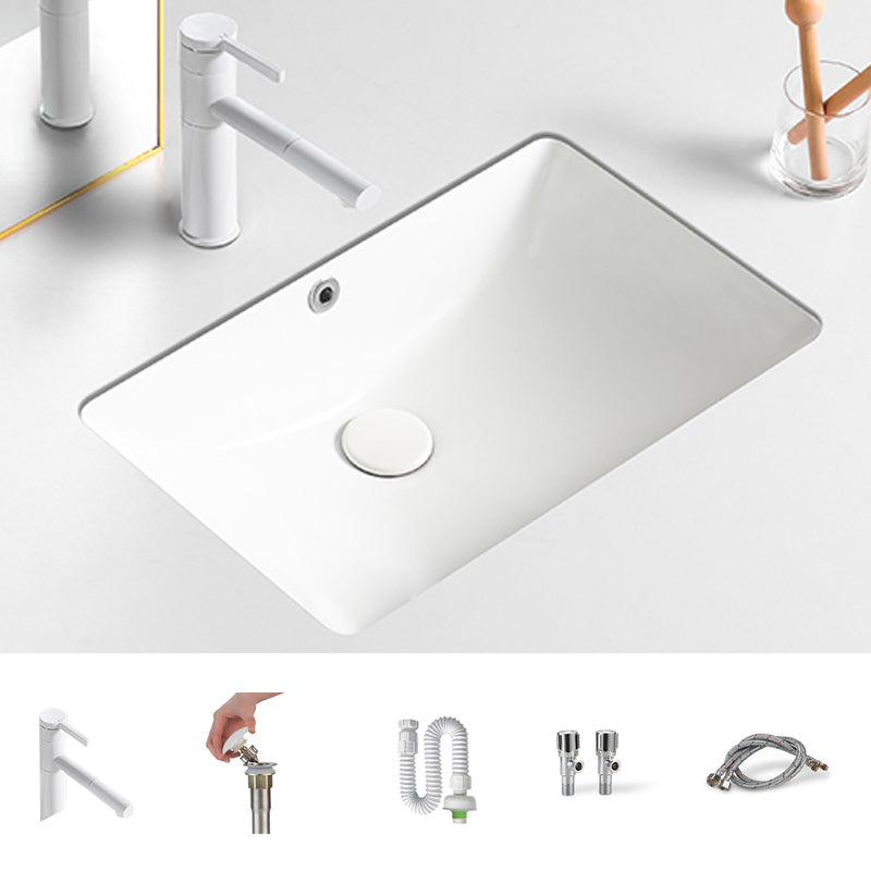 Modern White Undermount Bathroom Sink Porcelain Undermount Bathroom Sink 19"L x 12"W x 6"H Sink with Faucet Clearhalo 'Bathroom Remodel & Bathroom Fixtures' 'Bathroom Sinks & Faucet Components' 'Bathroom Sinks' 'bathroom_sink' 'Home Improvement' 'home_improvement' 'home_improvement_bathroom_sink' 6644205