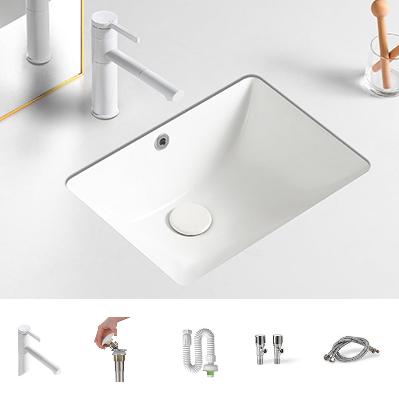 Modern White Undermount Bathroom Sink Porcelain Undermount Bathroom Sink 17"L x 12"W x 6"H Sink with Faucet Clearhalo 'Bathroom Remodel & Bathroom Fixtures' 'Bathroom Sinks & Faucet Components' 'Bathroom Sinks' 'bathroom_sink' 'Home Improvement' 'home_improvement' 'home_improvement_bathroom_sink' 6644210