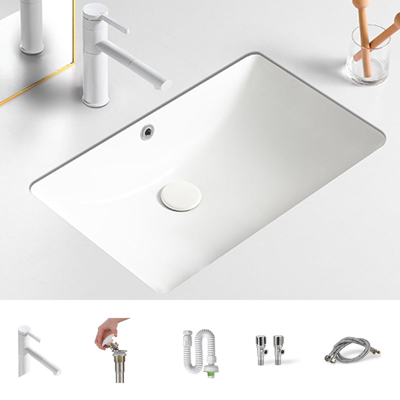 Modern White Undermount Bathroom Sink Porcelain Undermount Bathroom Sink 21"L x 13"W x 6"H Sink with Faucet Clearhalo 'Bathroom Remodel & Bathroom Fixtures' 'Bathroom Sinks & Faucet Components' 'Bathroom Sinks' 'bathroom_sink' 'Home Improvement' 'home_improvement' 'home_improvement_bathroom_sink' 6644215