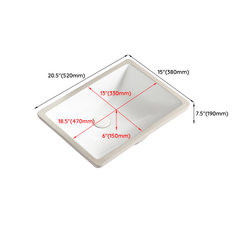 Modern White Undermount Bathroom Sink Porcelain Undermount Bathroom Sink Clearhalo 'Bathroom Remodel & Bathroom Fixtures' 'Bathroom Sinks & Faucet Components' 'Bathroom Sinks' 'bathroom_sink' 'Home Improvement' 'home_improvement' 'home_improvement_bathroom_sink' 6644224