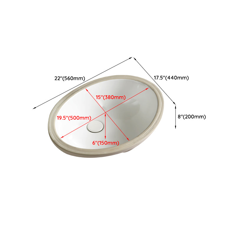 Modern White Undermount Bathroom Sink Porcelain Undermount Bathroom Sink Clearhalo 'Bathroom Remodel & Bathroom Fixtures' 'Bathroom Sinks & Faucet Components' 'Bathroom Sinks' 'bathroom_sink' 'Home Improvement' 'home_improvement' 'home_improvement_bathroom_sink' 6644228