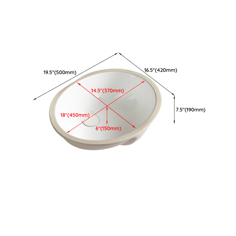 Modern White Undermount Bathroom Sink Porcelain Undermount Bathroom Sink Clearhalo 'Bathroom Remodel & Bathroom Fixtures' 'Bathroom Sinks & Faucet Components' 'Bathroom Sinks' 'bathroom_sink' 'Home Improvement' 'home_improvement' 'home_improvement_bathroom_sink' 6644229