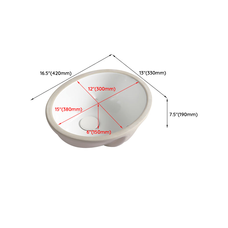 Modern White Undermount Bathroom Sink Porcelain Undermount Bathroom Sink Clearhalo 'Bathroom Remodel & Bathroom Fixtures' 'Bathroom Sinks & Faucet Components' 'Bathroom Sinks' 'bathroom_sink' 'Home Improvement' 'home_improvement' 'home_improvement_bathroom_sink' 6644231