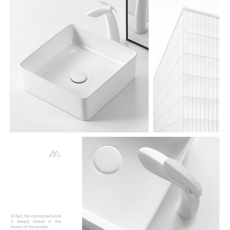 Modern Vessel Bathroom Sink Square Porcelain with Pop-Up Drain Wash Stand Clearhalo 'Bathroom Remodel & Bathroom Fixtures' 'Bathroom Sinks & Faucet Components' 'Bathroom Sinks' 'bathroom_sink' 'Home Improvement' 'home_improvement' 'home_improvement_bathroom_sink' 6644252