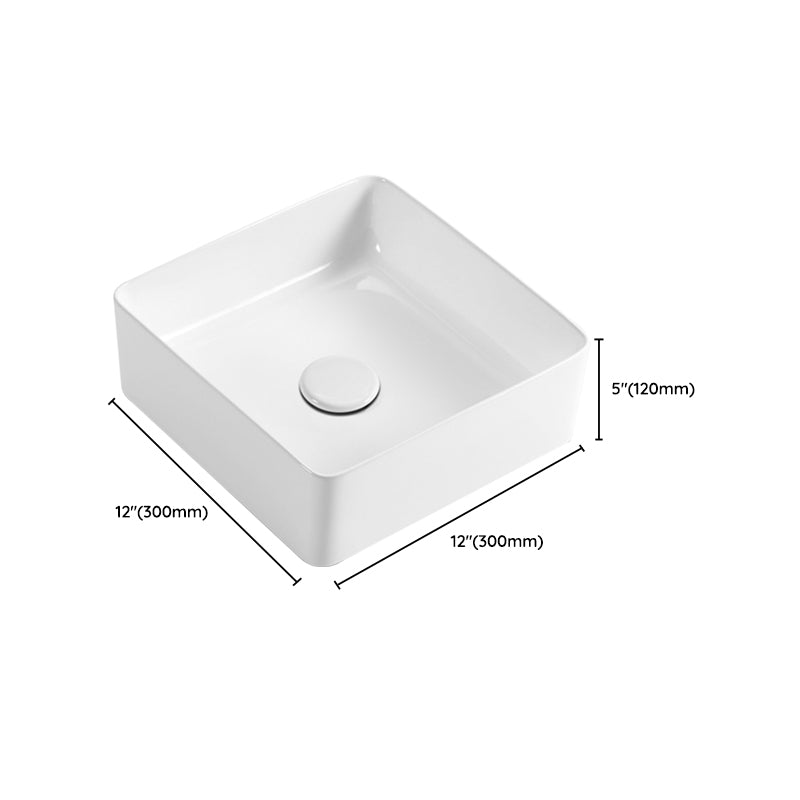 Modern Vessel Bathroom Sink Square Porcelain with Pop-Up Drain Wash Stand Clearhalo 'Bathroom Remodel & Bathroom Fixtures' 'Bathroom Sinks & Faucet Components' 'Bathroom Sinks' 'bathroom_sink' 'Home Improvement' 'home_improvement' 'home_improvement_bathroom_sink' 6644270