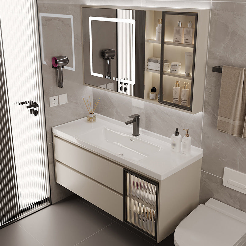 2 Drawers Vanity Wood Frame Wall Mount Rectangle Single Sink Bathroom Vanity with Mirror Clearhalo 'Bathroom Remodel & Bathroom Fixtures' 'Bathroom Vanities' 'bathroom_vanities' 'Home Improvement' 'home_improvement' 'home_improvement_bathroom_vanities' 6644489