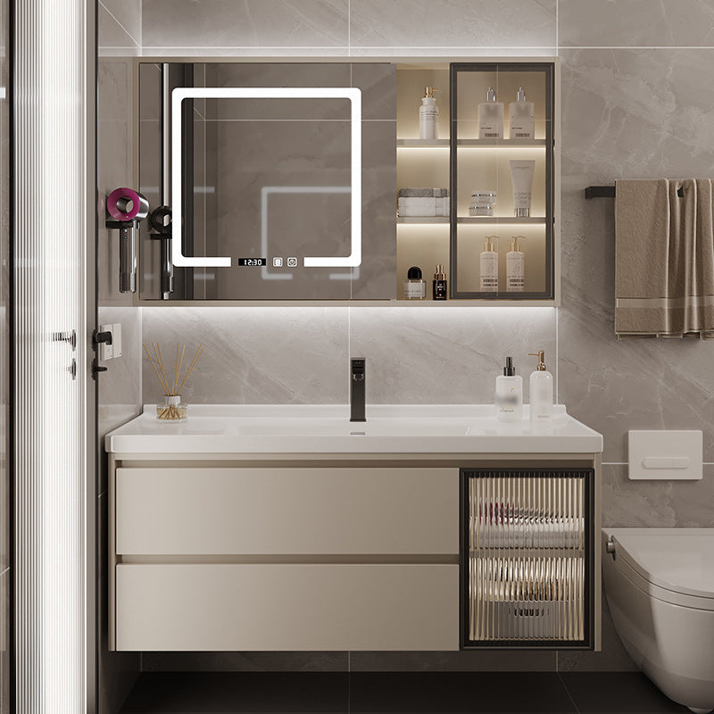 2 Drawers Vanity Wood Frame Wall Mount Rectangle Single Sink Bathroom Vanity with Mirror Clearhalo 'Bathroom Remodel & Bathroom Fixtures' 'Bathroom Vanities' 'bathroom_vanities' 'Home Improvement' 'home_improvement' 'home_improvement_bathroom_vanities' 6644493