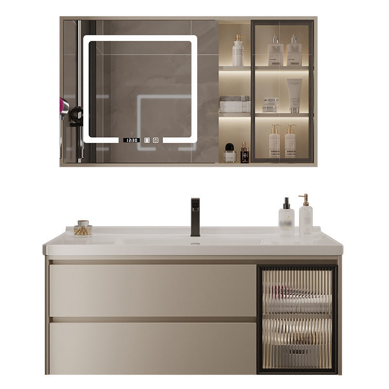 2 Drawers Vanity Wood Frame Wall Mount Rectangle Single Sink Bathroom Vanity with Mirror Clearhalo 'Bathroom Remodel & Bathroom Fixtures' 'Bathroom Vanities' 'bathroom_vanities' 'Home Improvement' 'home_improvement' 'home_improvement_bathroom_vanities' 6644498