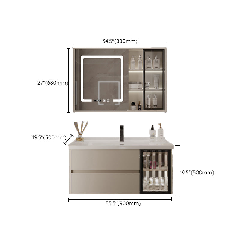 2 Drawers Vanity Wood Frame Wall Mount Rectangle Single Sink Bathroom Vanity with Mirror Clearhalo 'Bathroom Remodel & Bathroom Fixtures' 'Bathroom Vanities' 'bathroom_vanities' 'Home Improvement' 'home_improvement' 'home_improvement_bathroom_vanities' 6644534