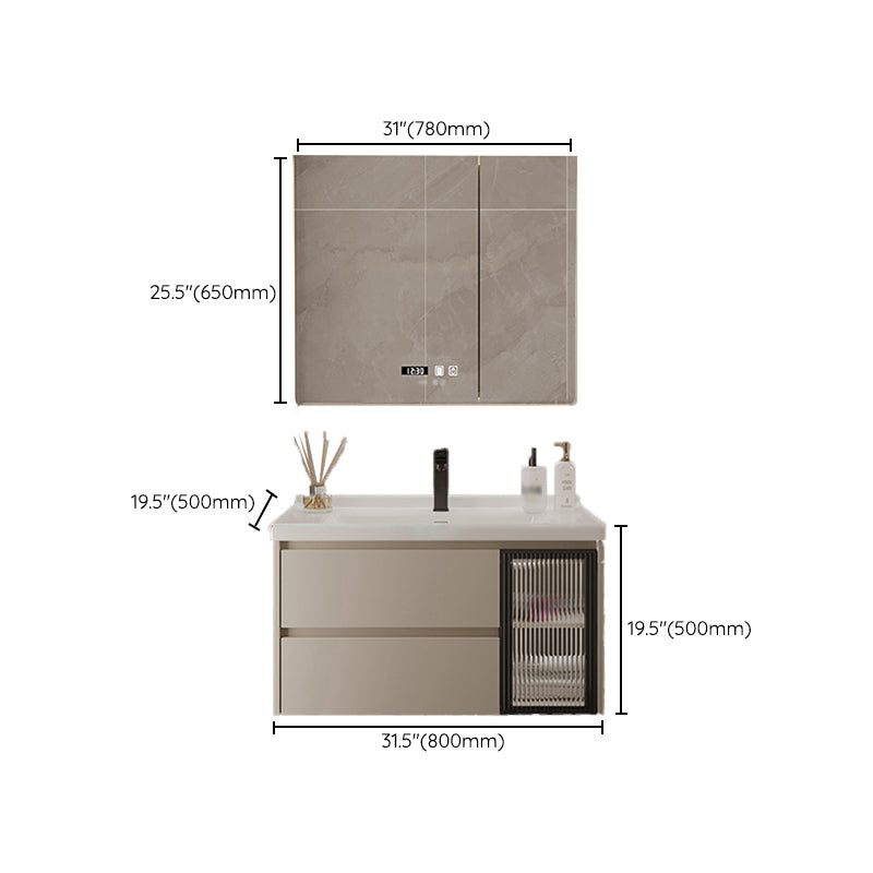 2 Drawers Vanity Wood Frame Wall Mount Rectangle Single Sink Bathroom Vanity with Mirror Clearhalo 'Bathroom Remodel & Bathroom Fixtures' 'Bathroom Vanities' 'bathroom_vanities' 'Home Improvement' 'home_improvement' 'home_improvement_bathroom_vanities' 6644539