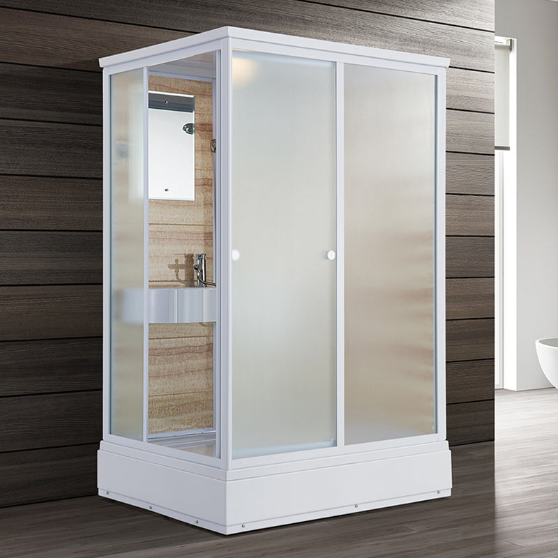 Clear Rectangle Shower Stall Modern Single Sliding Shower Stall 55"L x 43"W x 91"H Side Door Opening Right Clearhalo 'Bathroom Remodel & Bathroom Fixtures' 'Home Improvement' 'home_improvement' 'home_improvement_shower_stalls_enclosures' 'Shower Stalls & Enclosures' 'shower_stalls_enclosures' 'Showers & Bathtubs' 6644546