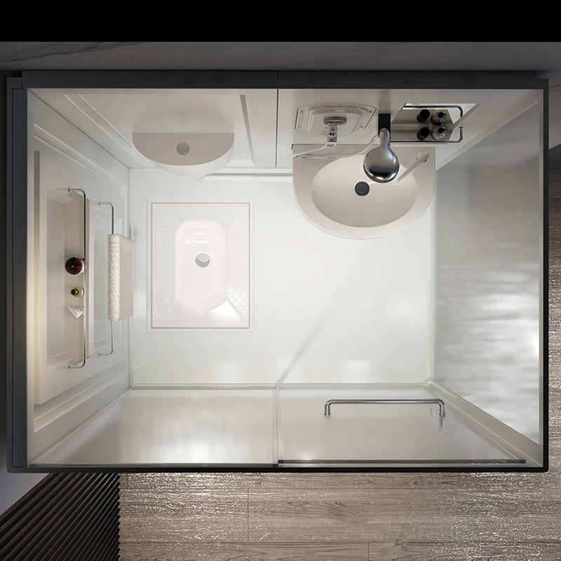 Contemporary Shower Stall Frosted Tempered Glass Rectangle Shower Stall with Ceiling Clearhalo 'Bathroom Remodel & Bathroom Fixtures' 'Home Improvement' 'home_improvement' 'home_improvement_shower_stalls_enclosures' 'Shower Stalls & Enclosures' 'shower_stalls_enclosures' 'Showers & Bathtubs' 6644573