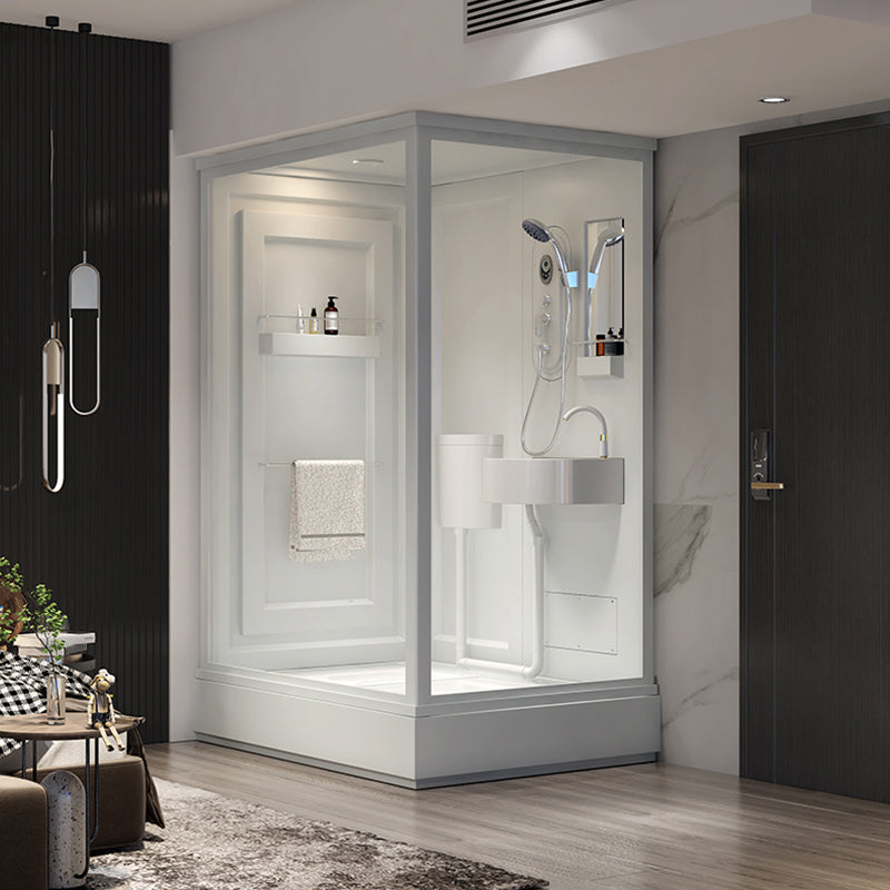 Contemporary Shower Stall Frosted Tempered Glass Rectangle Shower Stall with Ceiling Clearhalo 'Bathroom Remodel & Bathroom Fixtures' 'Home Improvement' 'home_improvement' 'home_improvement_shower_stalls_enclosures' 'Shower Stalls & Enclosures' 'shower_stalls_enclosures' 'Showers & Bathtubs' 6644574