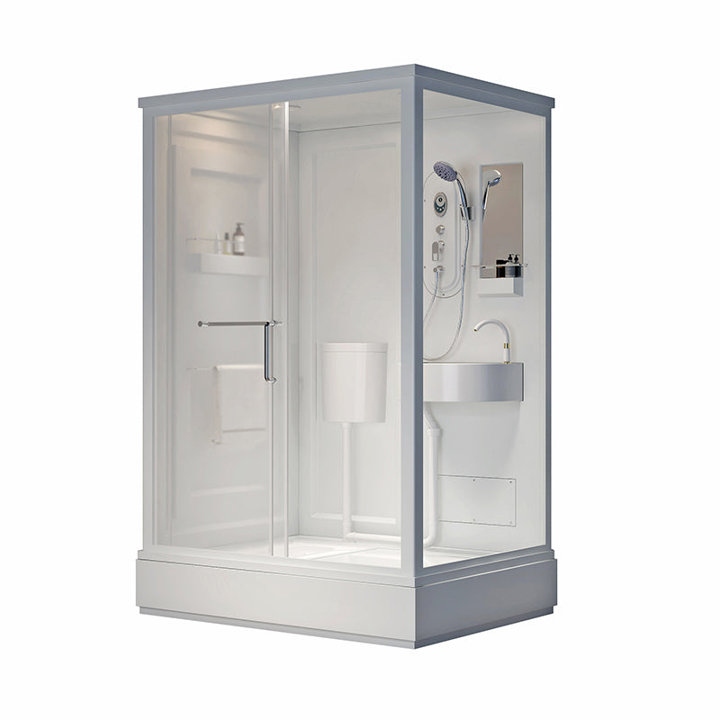 Contemporary Shower Stall Frosted Tempered Glass Rectangle Shower Stall with Ceiling 55"L x 43"W x 91"H Toilet Not Included Front Opening Clearhalo 'Bathroom Remodel & Bathroom Fixtures' 'Home Improvement' 'home_improvement' 'home_improvement_shower_stalls_enclosures' 'Shower Stalls & Enclosures' 'shower_stalls_enclosures' 'Showers & Bathtubs' 6644575