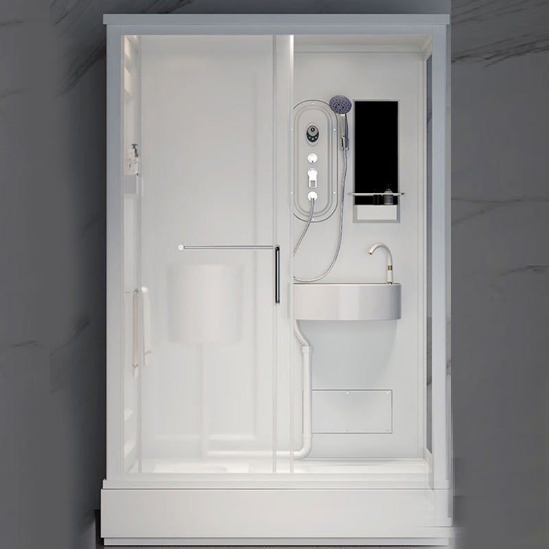 Contemporary Shower Stall Frosted Tempered Glass Rectangle Shower Stall with Ceiling Clearhalo 'Bathroom Remodel & Bathroom Fixtures' 'Home Improvement' 'home_improvement' 'home_improvement_shower_stalls_enclosures' 'Shower Stalls & Enclosures' 'shower_stalls_enclosures' 'Showers & Bathtubs' 6644577
