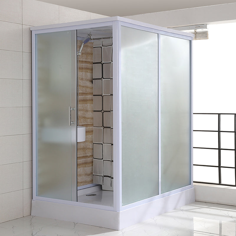 Contemporary Shower Stall Frosted Tempered Glass Rectangle Shower Stall with Ceiling 67"L x 47"W x 91"H Toilet Included Sided Opening Clearhalo 'Bathroom Remodel & Bathroom Fixtures' 'Home Improvement' 'home_improvement' 'home_improvement_shower_stalls_enclosures' 'Shower Stalls & Enclosures' 'shower_stalls_enclosures' 'Showers & Bathtubs' 6644580