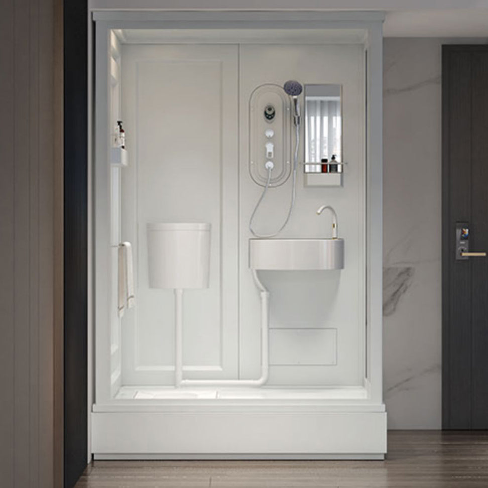 Contemporary Shower Stall Frosted Tempered Glass Rectangle Shower Stall with Ceiling Clearhalo 'Bathroom Remodel & Bathroom Fixtures' 'Home Improvement' 'home_improvement' 'home_improvement_shower_stalls_enclosures' 'Shower Stalls & Enclosures' 'shower_stalls_enclosures' 'Showers & Bathtubs' 6644584